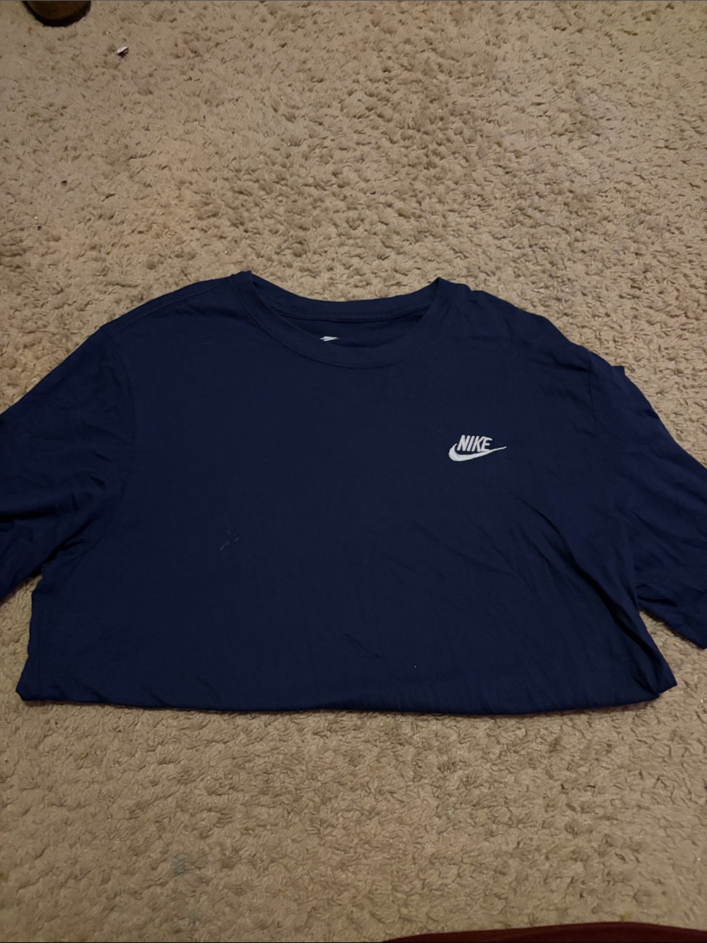 Nike Women's Navy Short Sleeve Crew Tee with White Logo